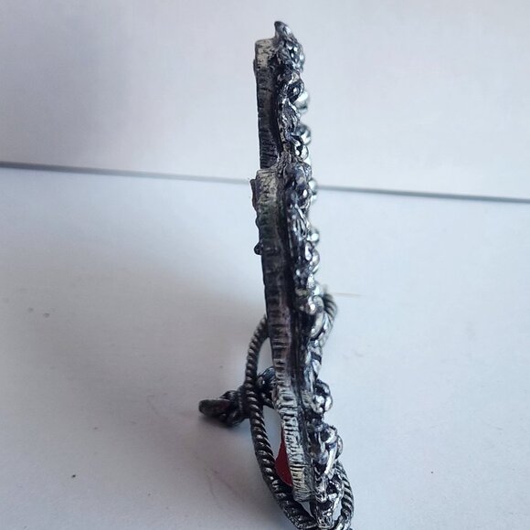 Vintage Ornate metal Double Picture Frame Original Velvet Background - Picture 3 of 9